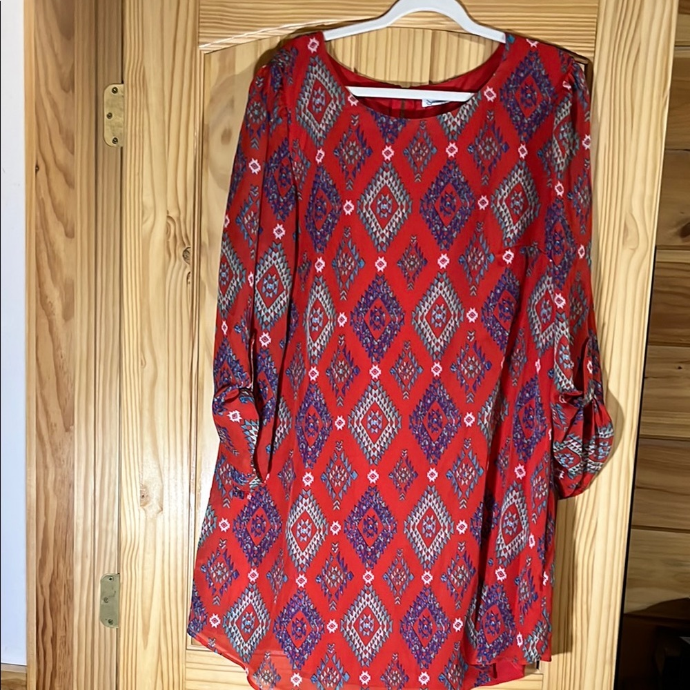 Speechless Red Boxy Tunic with 3/4 Sleeves